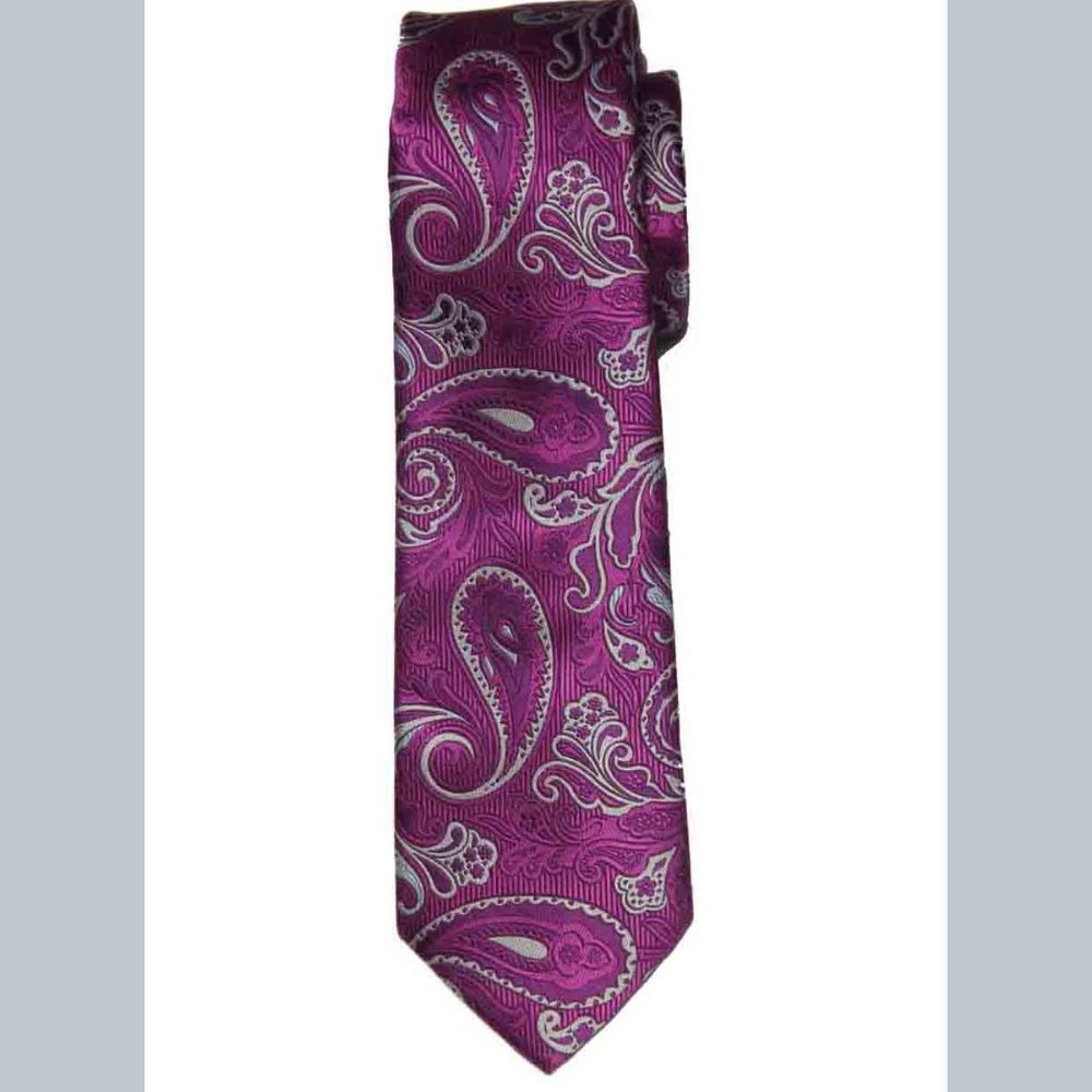 Gascoigne Silk Tie Purple Gray Blue Paisley Men's